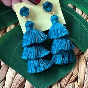 BOGO FREE Blue thread tassel dangly earrings
